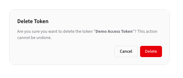 Token Delete Confirmation