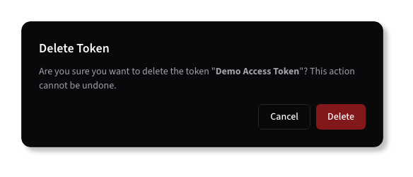 Token Delete Confirmation Dark