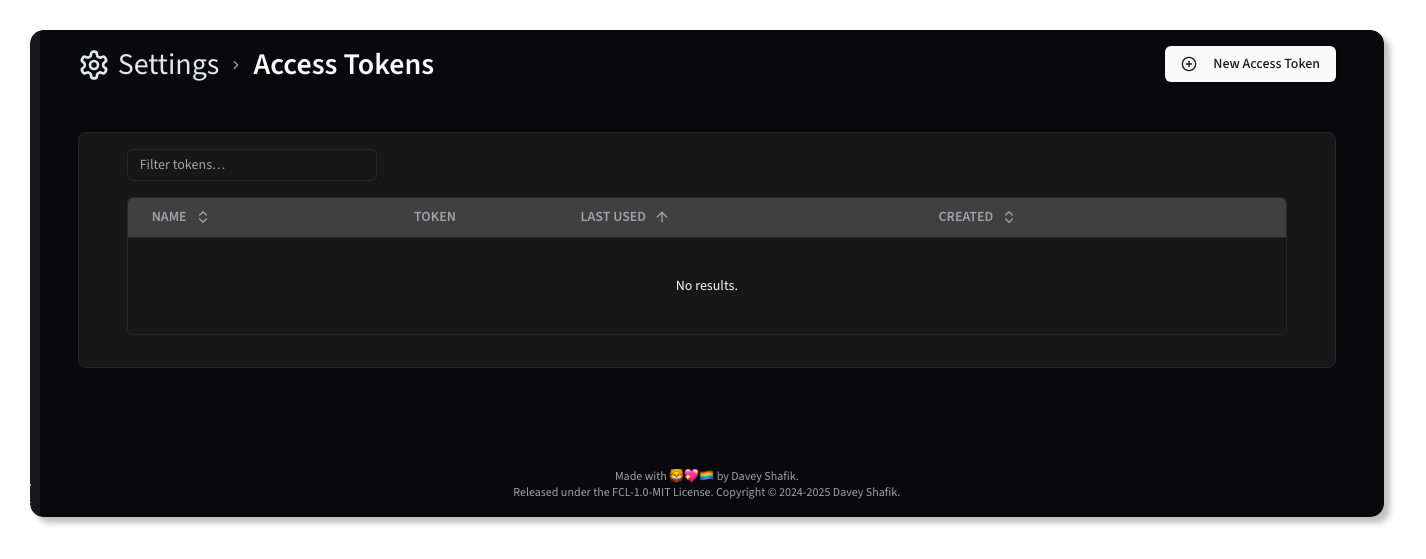Access Token List Dark