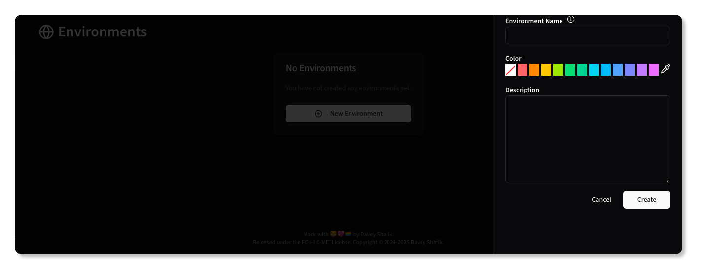 New Environment Form