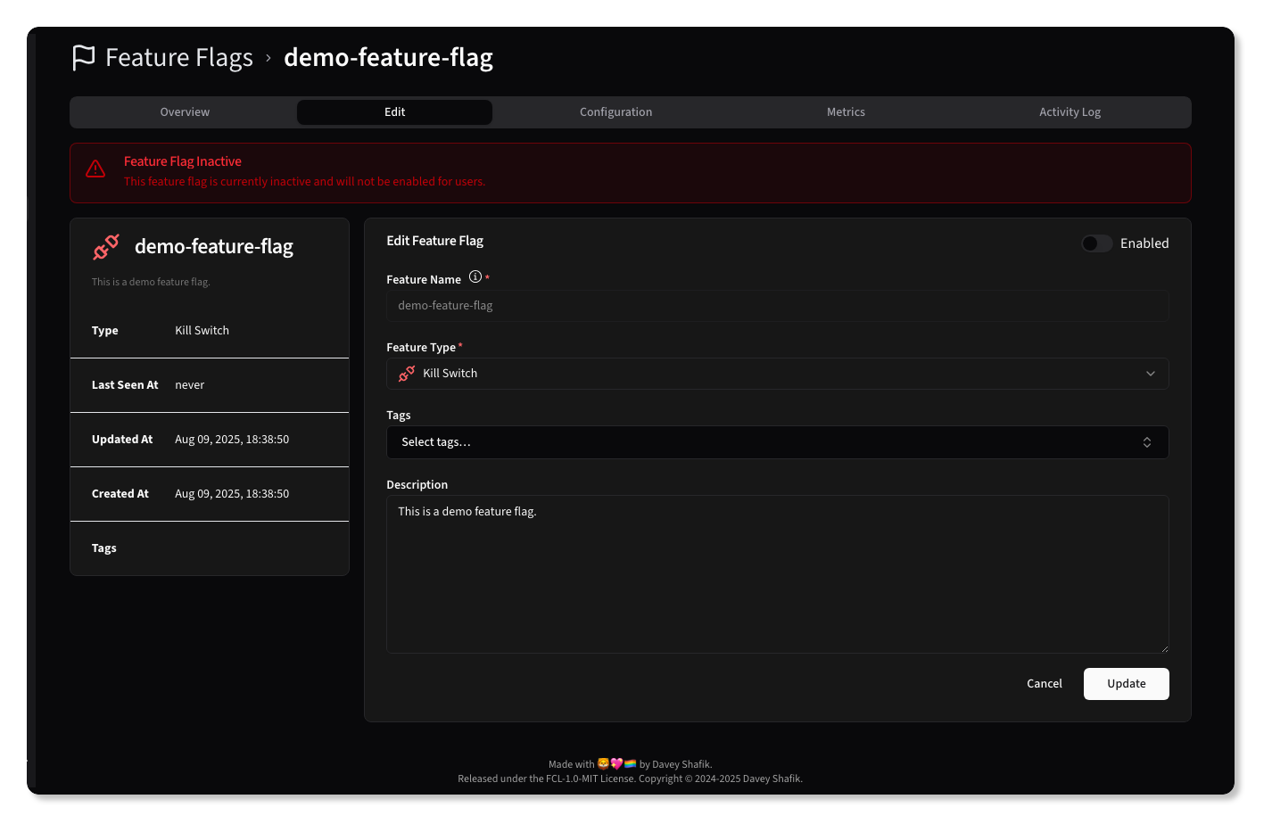 Feature Flag Editing