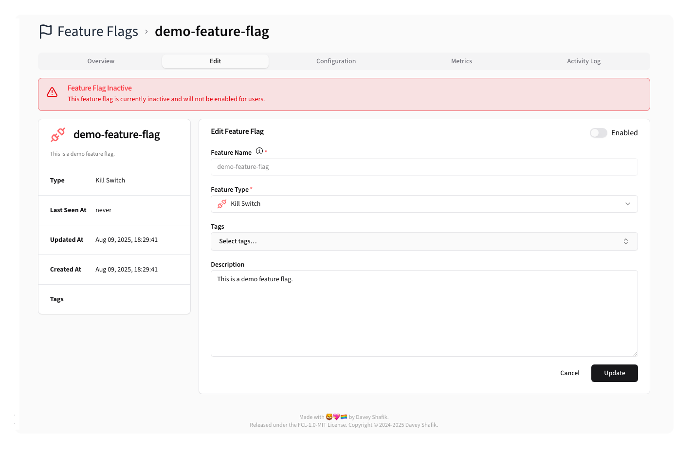 Feature Flag Editing