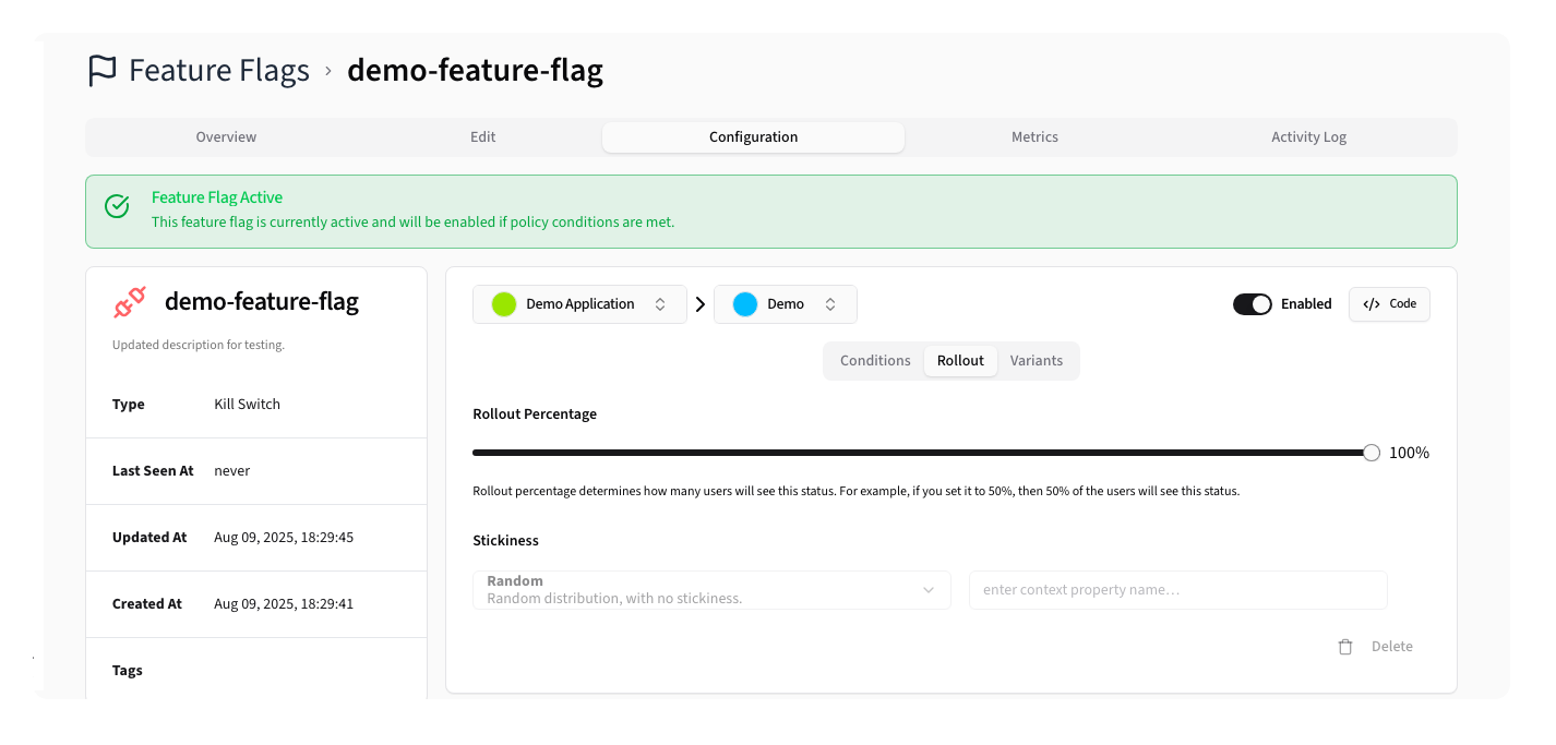 Feature Flag Rollout Configuration