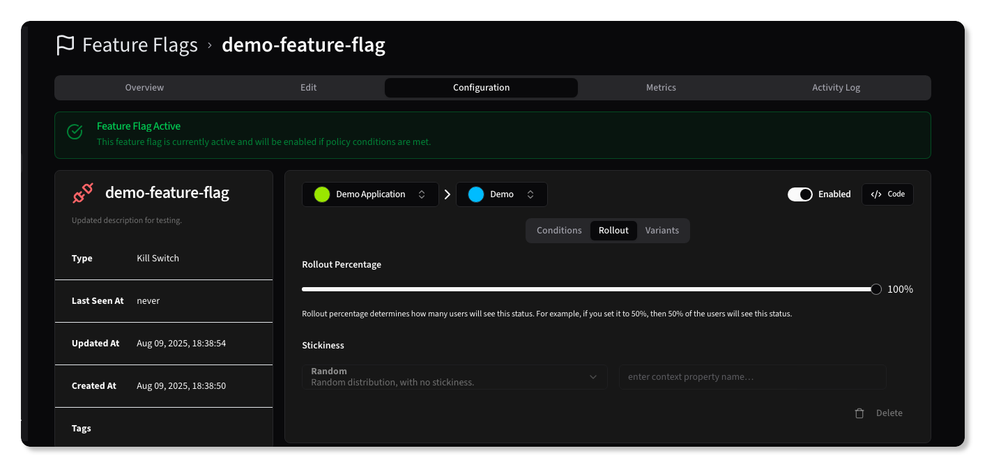 Feature Flag Rollout Configuration