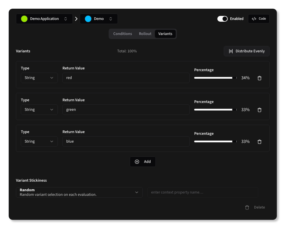 Feature Flag with Variant Configuration