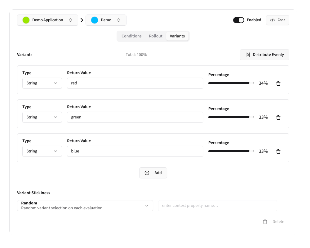 Feature Flag with Variant Configuration
