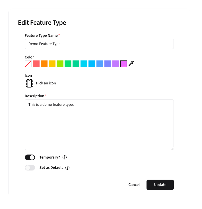 Edit Feature Type Form