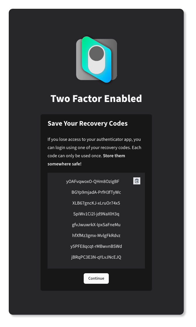 Two-Factor Recovery Codes